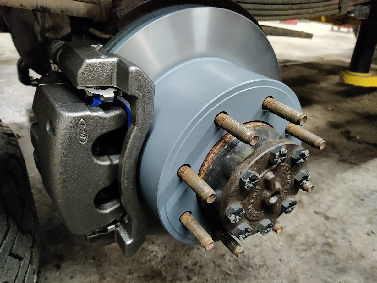 Brake caliper and hub service close-up